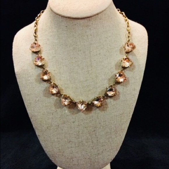 Stella & Dot | Sparkling Peach+Vintage Gold Crystal Jeweled Statement Ne… - Picture 7 of 8